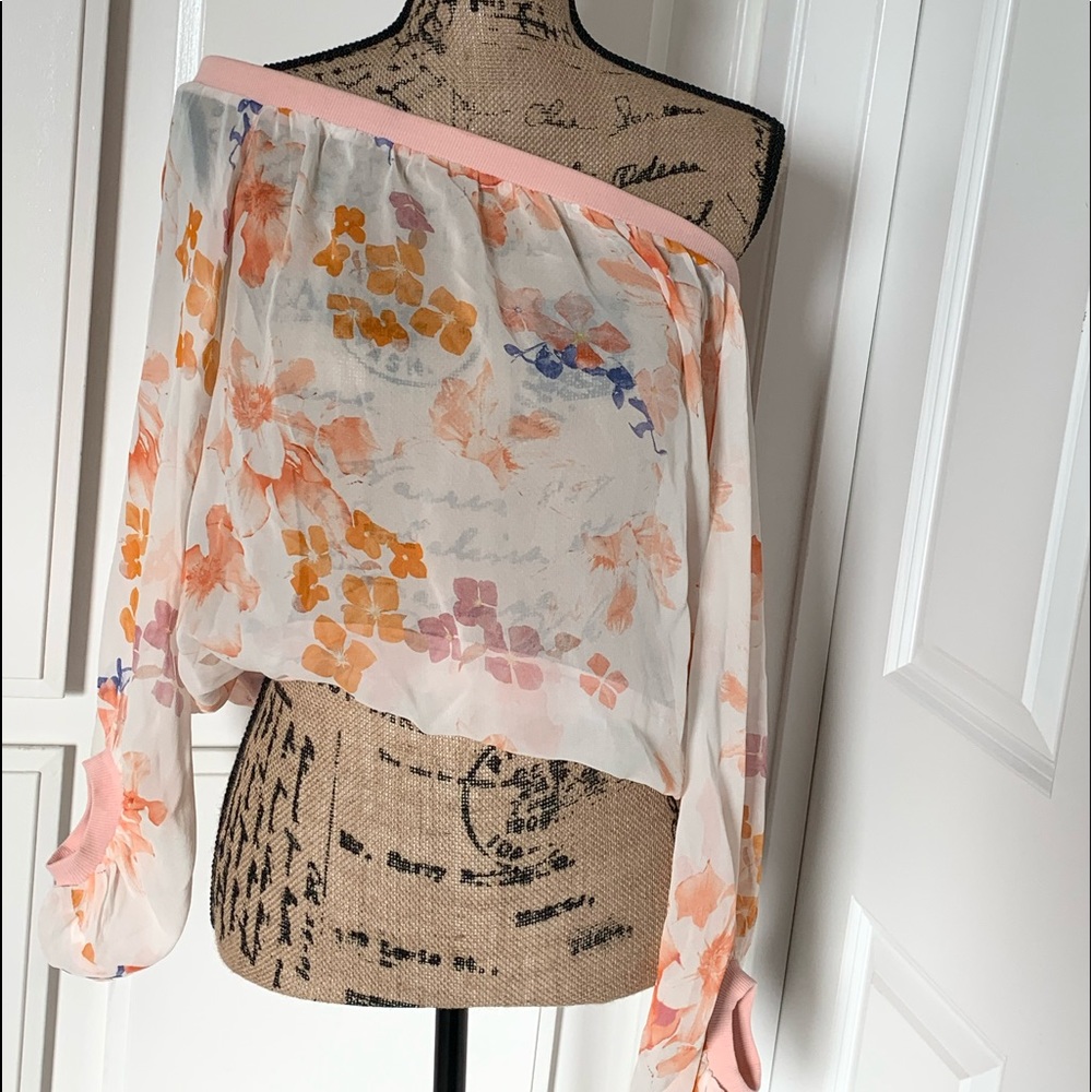 7 For All Mankind silk Blouse Peach Sheer size S